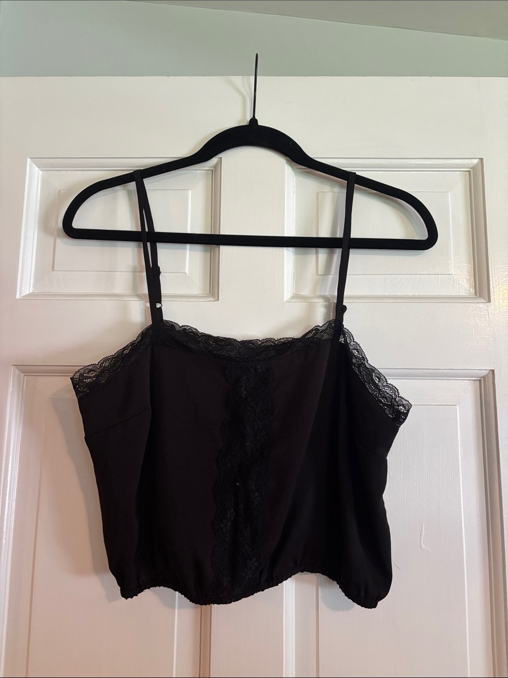 bp Black Lace Trim Crop Tank Top